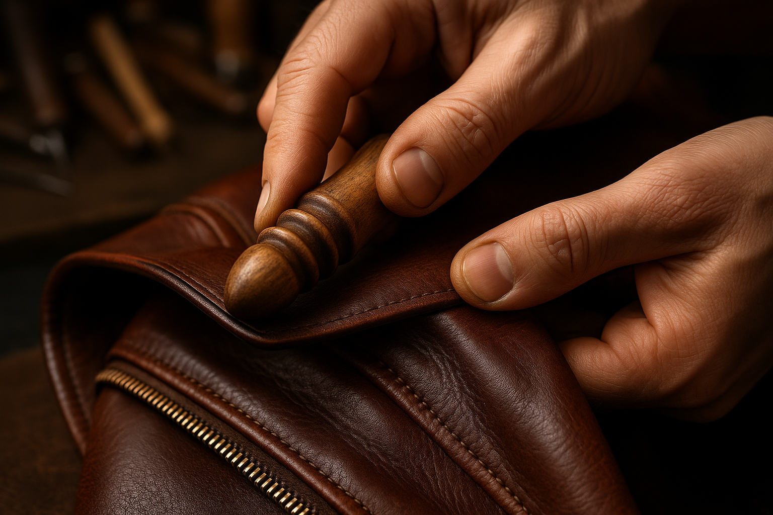 Hand-Burnishing Leather Edges on Jackets